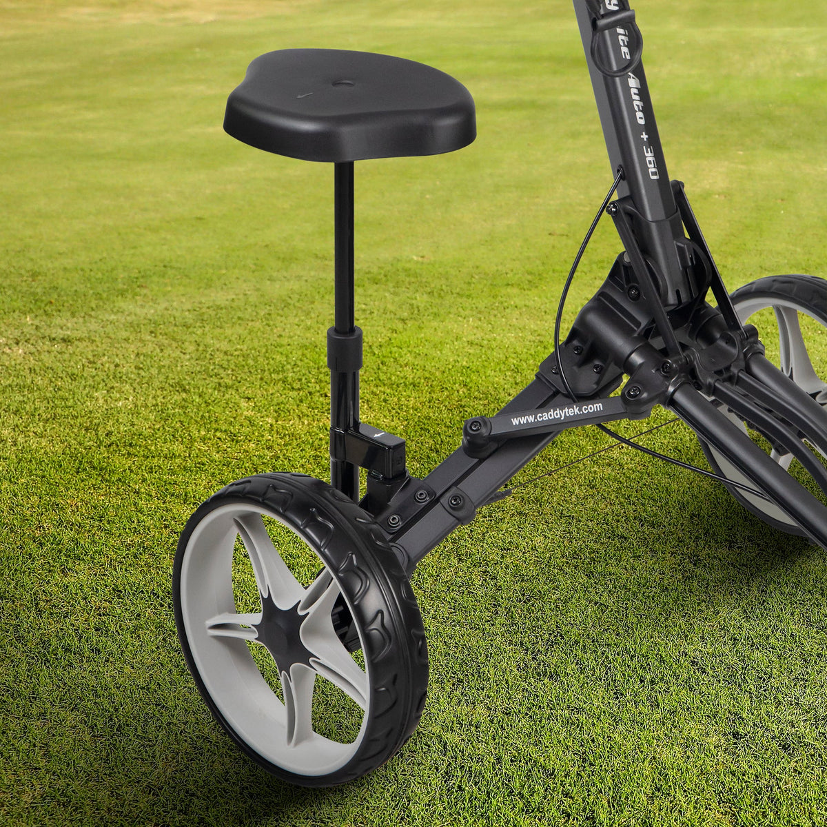 Open Box Caddytek 3 Wheel Golf Push Cart Auto+360 with Swivel Front Wheel