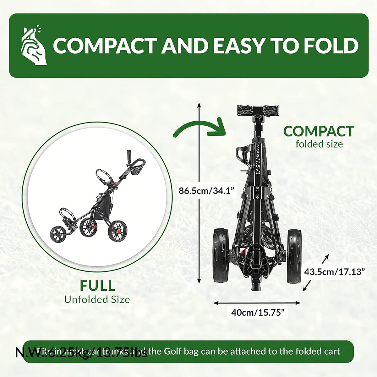 *Pick Up Only* Refurbished Caddytek CaddyLite 11.5 V3 3 Wheels push cart