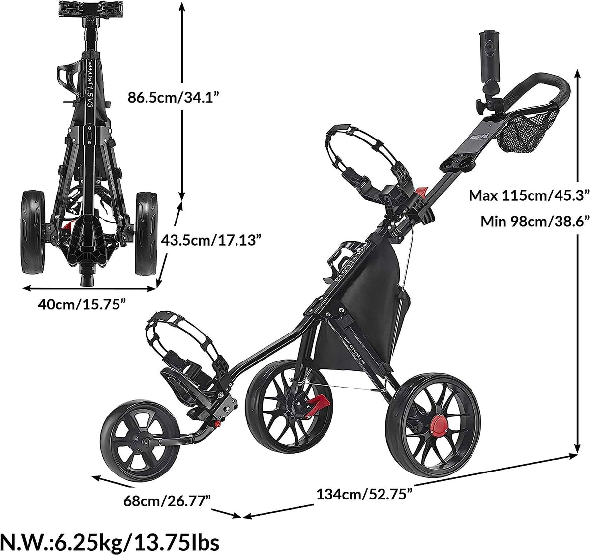 *Pick Up Only* Refurbished Caddytek CaddyLite 11.5 V3 3 Wheels push cart